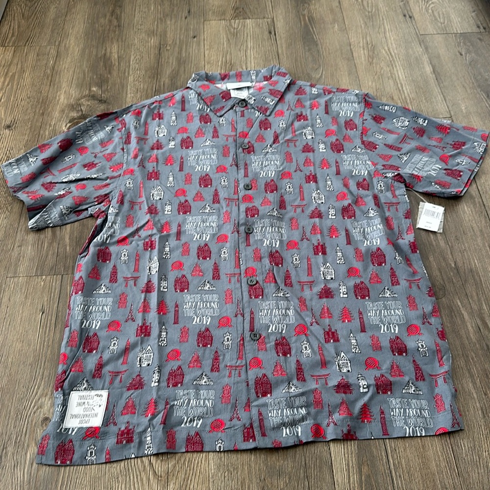 Epcot Food & Wine 2019 Taste Your Way Around the World Button Down